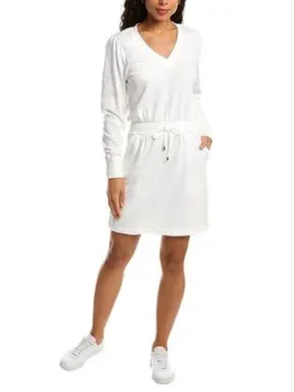 🌟Grey State 🌟White Drawstring Waist Sweatshirt Dress, Medium 💯 COTTON